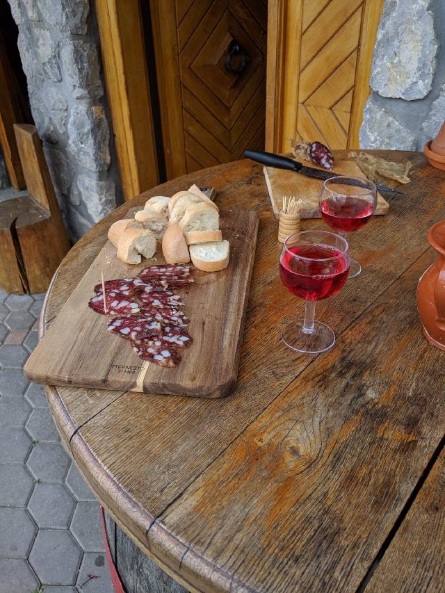 Home made Salami and red wine