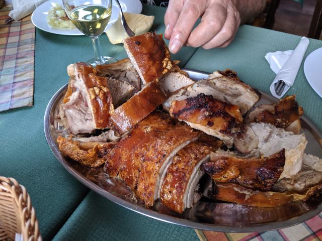 Plate of pig sucklings, a similar plate filled with lamb was also availble