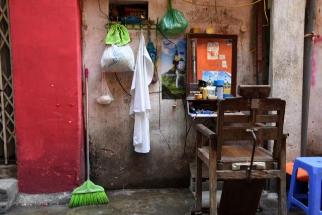 A street barber in Hanoi - can you spot the mirror?